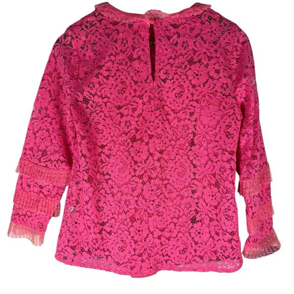 J.Crew Womens XS Pink Floral Lace Top Ruffle Sleeve Reimagined Collection - Picture 3 of 11